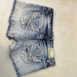 Vigoss Blue Denim Shorts with Embellished Pockets